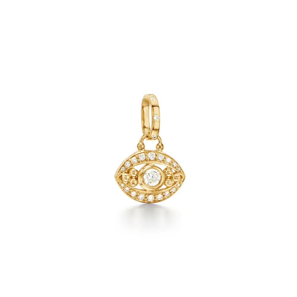 Temple St. Clair 18k Yellow Gold Pave Diamond Evil Eye Charm